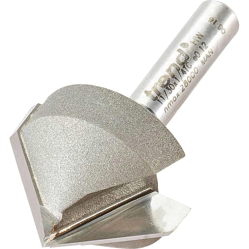 Trend Professional Chamfer V Groove Cutter, 45-Degree, 1/4 Inch Shank, 27.5mm Cut Diameter & 13mm Cut Length, Tungsten Carbide Tipped, 11/30X1/4TC
