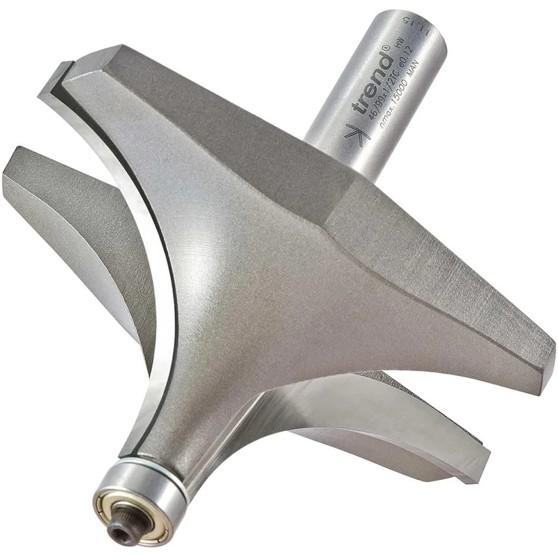 Trend Professional Bearing Guided Ovolo Router Cutter, 38.1mm Radius, 1/2 Inch Shank, 89mm Cut Diameter & 50.8mm Cut Length, Two Bearings, Tungsten Carbide Tipped, 46/99X1/2TC