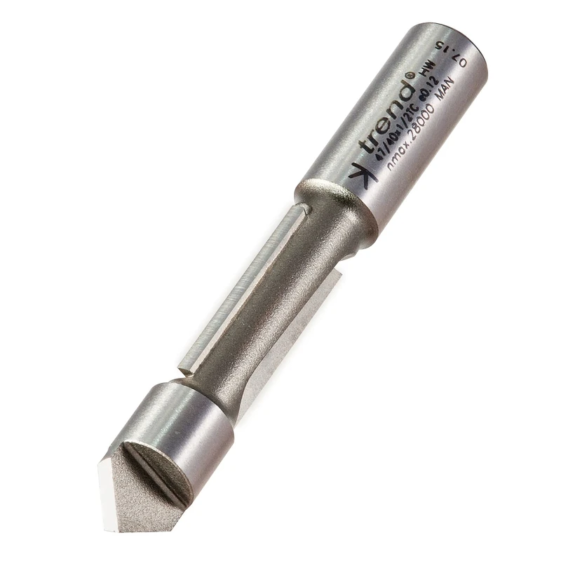 Trend Professional Pierce & Trim Cutter, 12.7mm Diameter, Two Flute, 1/2 Inch Shank, 30mm Cut Length, Tungsten Carbide Tipped, 47/40X1/2TC