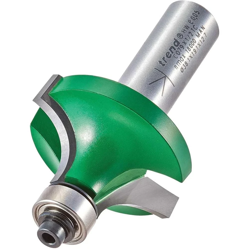 Trend CraftPro Guided Rounded Over Router Cutter Bit, 1/2 Inch Shank, 12.7mm Radius and 19.1mm Cut Length, Tungsten Carbide Tipped, C079X1/2TC