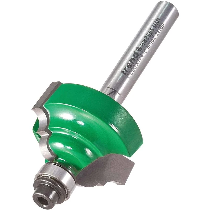 Trend CraftPro Self Guided Ogee Router Cutter Bit, 1/4 Inch Shank, 4mm Radius and 15.9mm Cut Length, Tungsten Carbide Tipped, C090X1/4TC, Silver