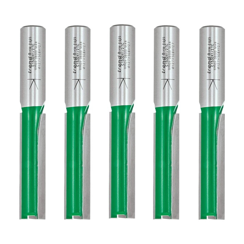 Trend CraftPro Kitchen Fitter Worktop Router Cutter Bit, 1/2 Inch Shank, 12.7mm Cut Diameter & 50mm Cut Length, Pack of 5, Tungsten Carbide Tipped, CR/KFP/4