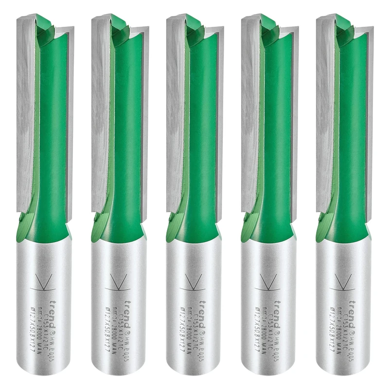 Trend CraftPro Kitchen Fitter Worktop Router Cutter Bit, 1/2 Inch Shank, 12.7mm Cut Diameter & 50mm Cut Length, Pack of 5, Tungsten Carbide Tipped, CR/KFP/5