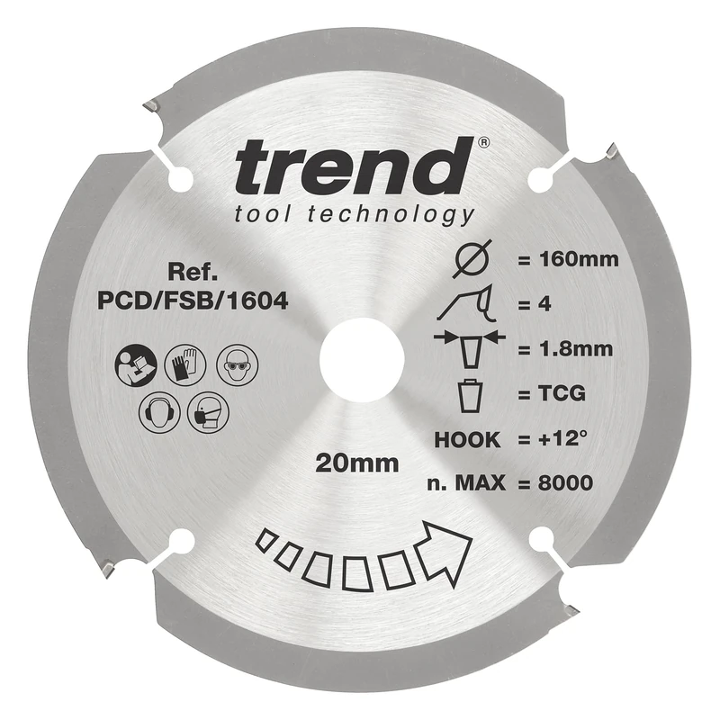 Trend Wood Circular Saw Blade, 130mm Diameter, 20mm Bore, 24 Teeth, 2.4mm Kerf, +15° Hook, TCT, Medium Finish, CSB/13024