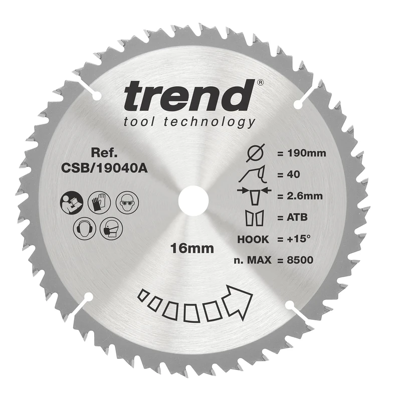Trend 190mm Circular Saw Blade - 40T TCT Fine Finish CSB/19040A