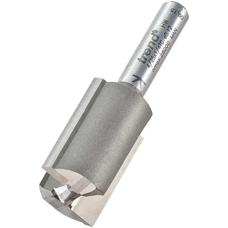 Trend Professional Straight Two Flute Router Cutter, 1/4 Inch Shank, 17mm Cut Diameter & 25mm Cut Length, Tungsten Carbide Tipped, 4/25X1/4TC