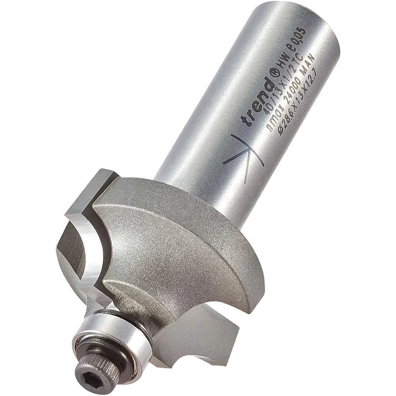 Trend Professional Bearing Guided Ovolo Router Cutter, 6.3mm Radius, 1/2 Inch Shank, 28.7mm Cut Diameter & 13mm Cut Length, Three Bearings, Tungsten Carbide Tipped, 40/13X1/2TC