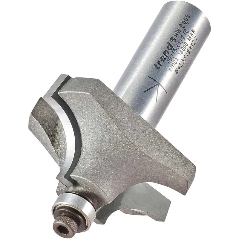 Trend Professional Bearing Guided Ovolo Router Cutter, 12.7mm Radius, 3.2mm Step, 1/2 Inch Shank, Two Alternative Bearings, Tungsten Carbide Tipped, 40/15X1/2TC