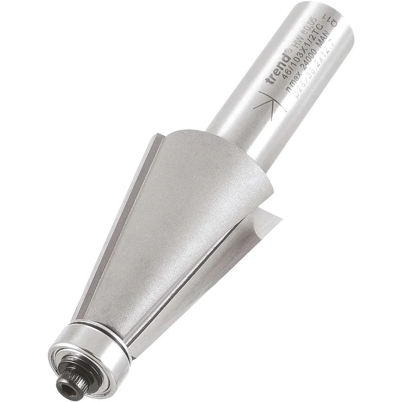 Trend Professional Bevel Cutter, 80-Degree, 1/2 Inch Shank, 26mm Cut Diameter & 35mm Cut Length, Two Bearings, Tungsten Carbide Tipped, 46/103X1/2TC