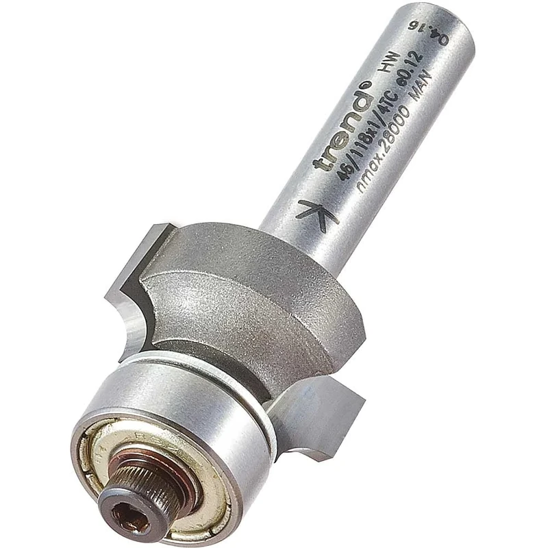 Trend Professional Bearing Guided Ovolo Router Cutter, 3mm Radius, 1/4 Inch Shank, 18.7mm Cut Diameter & 9.5mm Cut Length, Two Bearings, Tungsten Carbide Tipped, 46/118X1/4TC