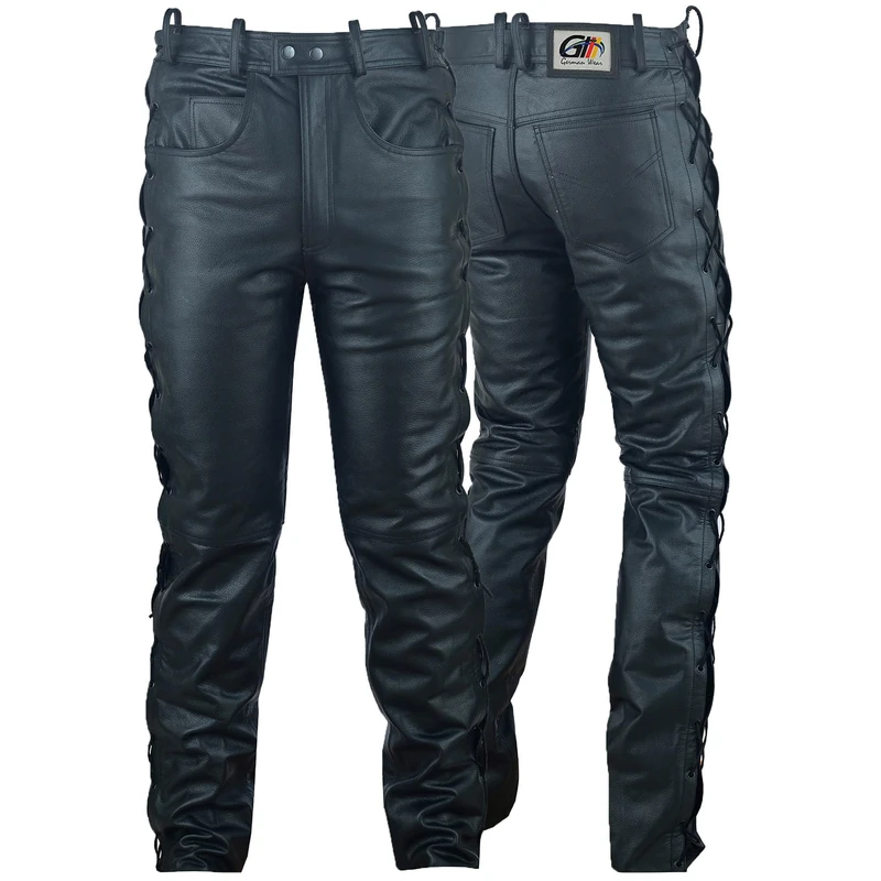 German Wear Motorbike side laced leather trousers. - Image 1