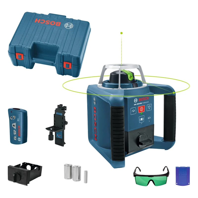 Bosch Professional Rotation Laser Level GRL 300 HVG (Green Beam, Laser Receiver LR 1 G, Working Range: up to 300m (Diameter), in Carrying case)