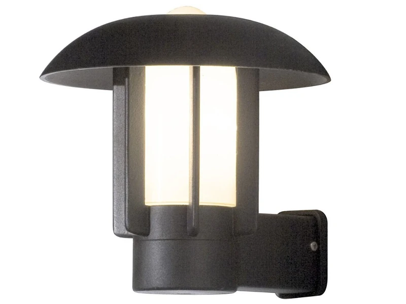 Konstsmide Handmade Outdoor Wall Lights Mains Powered/Heimdal Lantern/1 x 60 W E27 Max Wall Lamp/Opal Coloured Glass Globe/Solid Aluminium/IP44/Black Outside Light