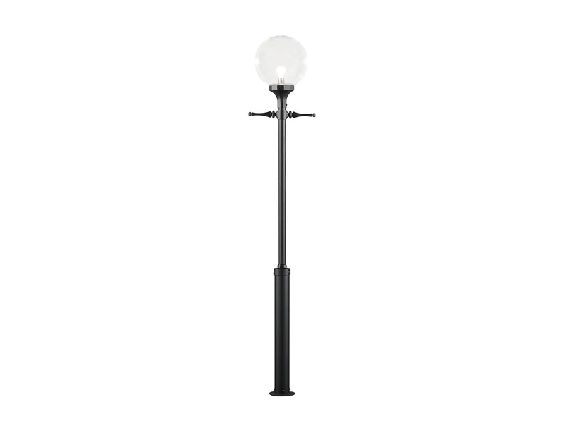 Konstsmide 468-750 Orion Head and Taurus Column Set / 2.4m High /Clear Glass Globe / Matt Black