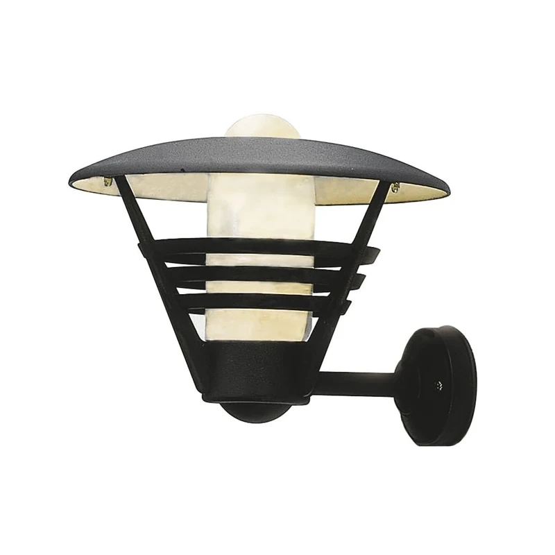 Konstsmide Handmade Outdoor Wall Light Mains Powered/Gemini Up Lantern Light/1 x 100 W E27 Max Wall Lamp/Opal-Frosted Glass Globe/Aluminium/Black Outside Light