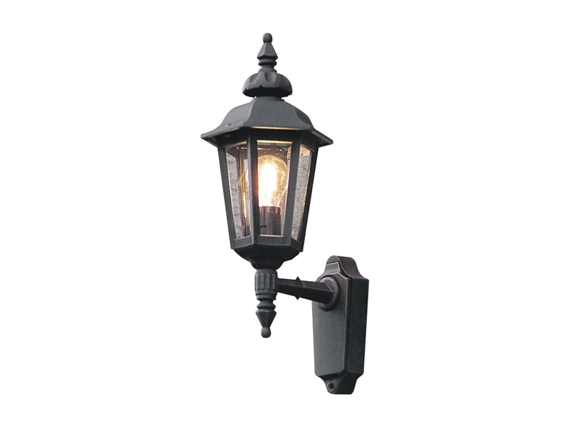 Konstsmide 518-750 Pallas Small Up Outdoor Wall Light / 1 x 60 W E27 Max Wall Lamp / Smoked Acrylic Panels / Aluminium / IP23 / Black Outside Light