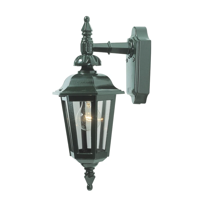 Konstsmide 519-600 Pallas Small Down Outdoor Wall Light / 1 x 60 W E27 Max Wall Lamp / Smoked Acrylic Panels / Aluminium / IP23 / Green Outside Light