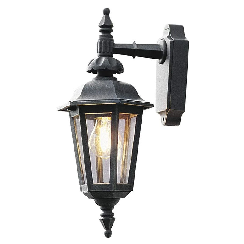 Konstsmide 519-750 Pallas Small Down Outdoor Wall Light / 1 x 60 W E27 Max Wall Lamp / Smoked Acrylic Panels / Aluminium / IP23 / Black Outside Light