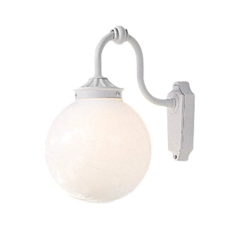 Konstsmide Handmade Outdoor Lights/Arcturus Swan Necked Outdoor Wall Light/1 x 100 W E27 Max Wall Lamp/Clear Glass Globe/Aluminium/IP23/White Outside Light
