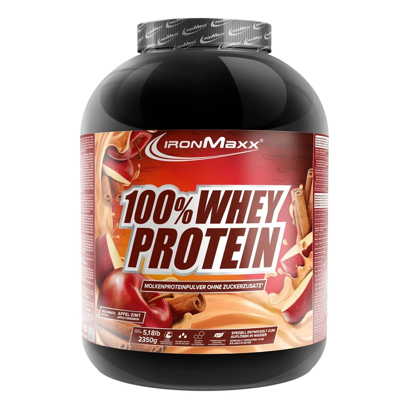 IronMaxx 100% Whey Protein Powder 2350g - Apple Cinnamon | High Protein Shake with BCAAs & EAAs | Low Carb & Low Sugar Whey | Ideal for Muscle Gain, Diet & Fitness