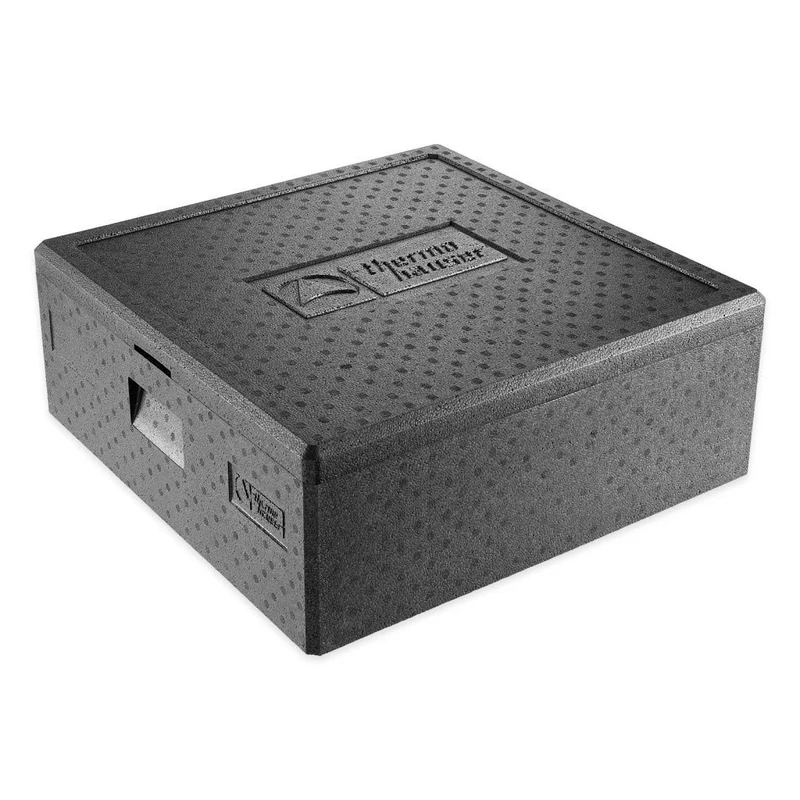 thermohauser EPP Thermal Box Pizza, Maxi with Lid - 49 Litres - 59.5 x 59.5 x 22.5 cm - Black - Extra Large Usable Surface