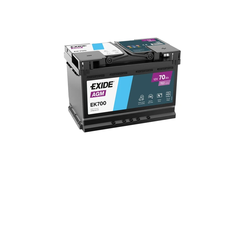 Exide 096 AGM Car Battery 70Ah 760 CCA - EK700 Large - Image 1