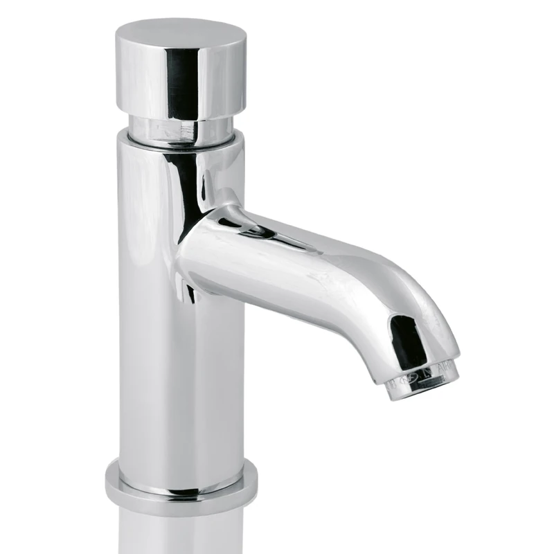 Deva Vision Chrome Non Concussive Push Button Basin Tap Public Toilet Bathroom Ensuite - Dementia Alzheimer’s Water-Saving Press Safety Faucet Sink Silver – 12 Year Warranty VSN123