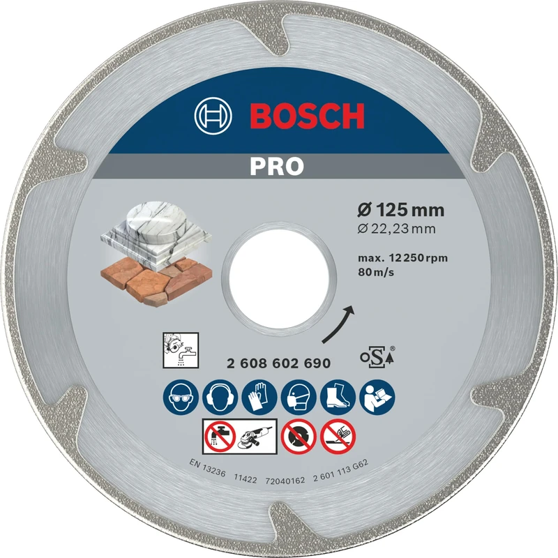Bosch 1x PRO Marble Diamond Cutting Disc for Bore 22.23 and Small Angle Grinders (for Soft stone, Marble, Ø 125 mm, Professional Accessory Small Angle Grinder)