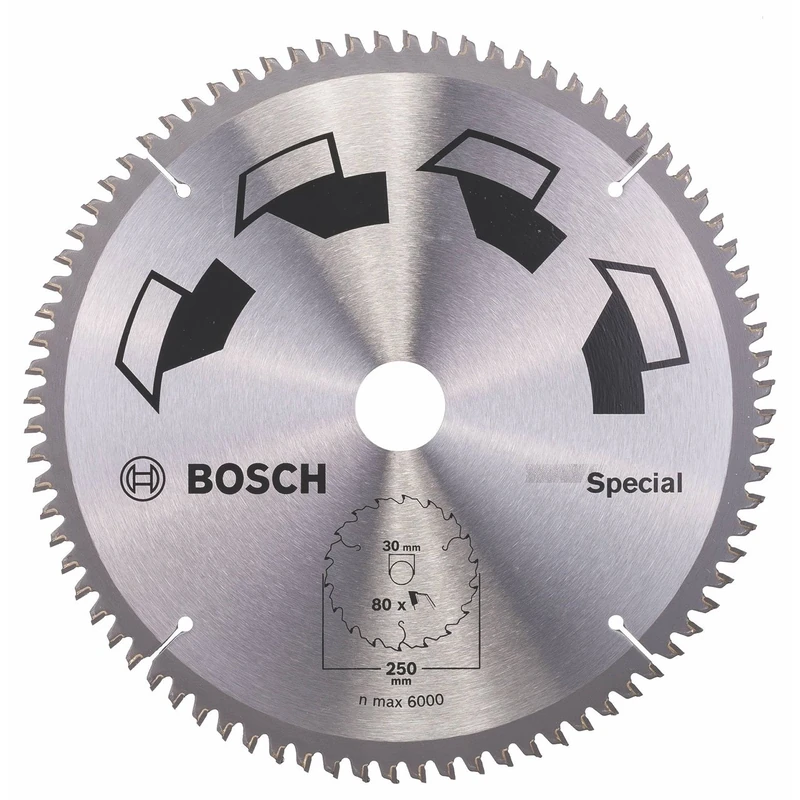 Bosch 1x Circular Saw Blade Special (for Wood, Non-Ferrous Metals, Plastic, Ø 250 x 3.2/2.5 x 30 mm, 80 Teeth, FT , Accessories for Circular Saws)