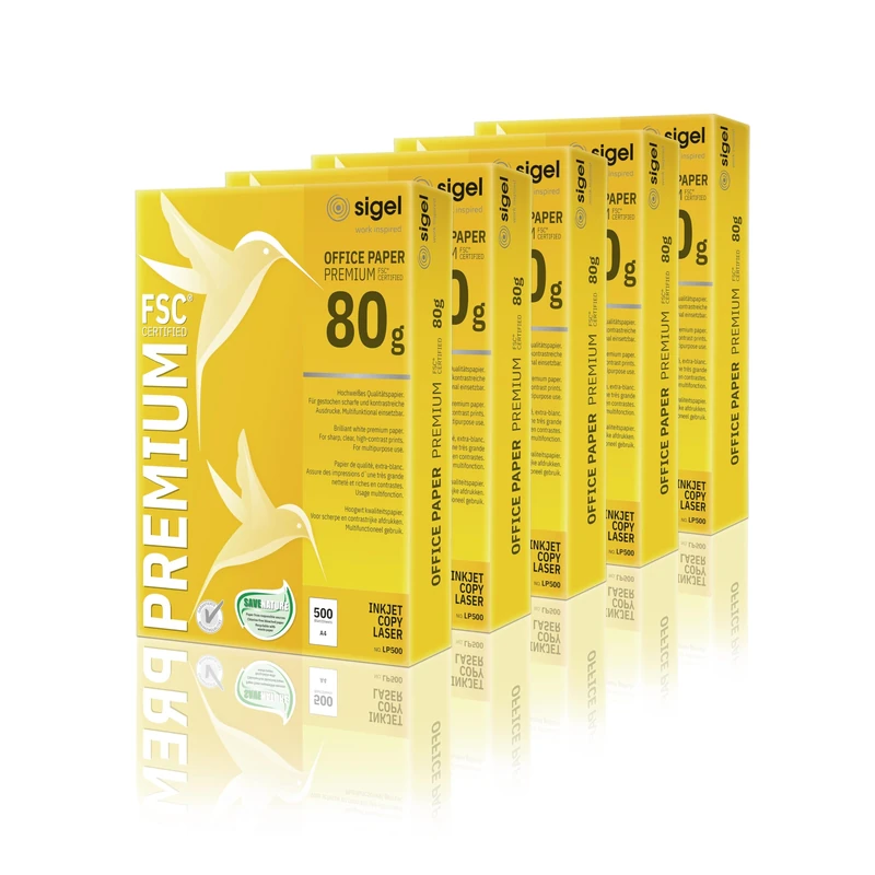 Sigel LP500 Office Paper Premium A4 80 g 5 x 500 can be Printed on both Sides Blank White