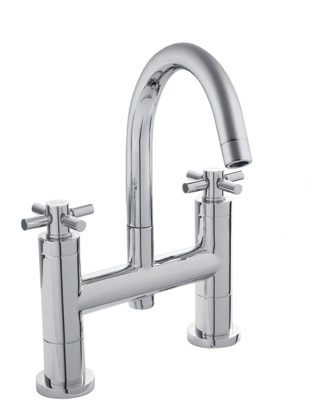 Hudson Reed TEX353 Tec Cross ǀ Modern Bathroom Minimalist Crosshead Handle Deck Mounted Bath Filler with Swivel Spout, 319mm x 255mm, Chrome