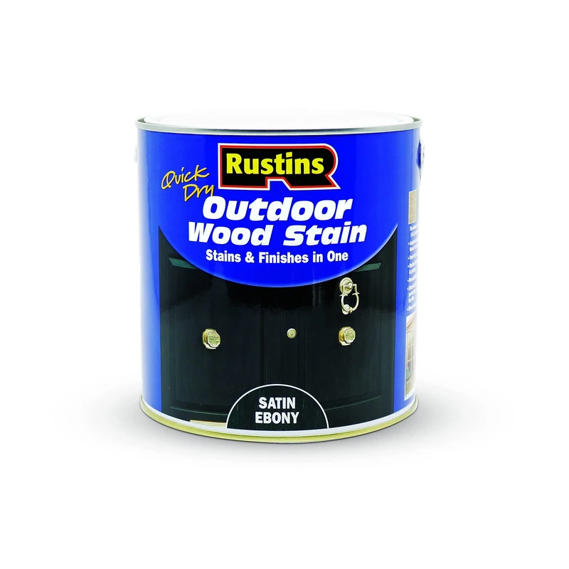 Rustins Quick Dry Outdoor Wood Stain Ebony 2.5ltr- Durable and Weather-Resistant Finish, Fast Drying, Vibrant Color for Decks, Fences, & Furniture, Available in Many Wood Shades