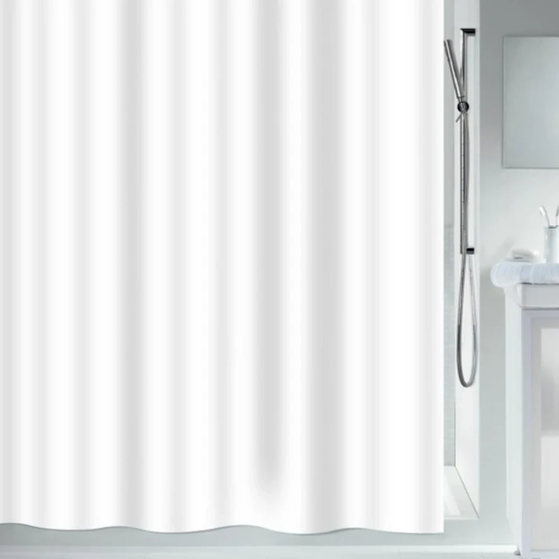 Spirella Securitas White Flame Retardant Textile Polyester Shower Curtain, 180 x 180 cm, White