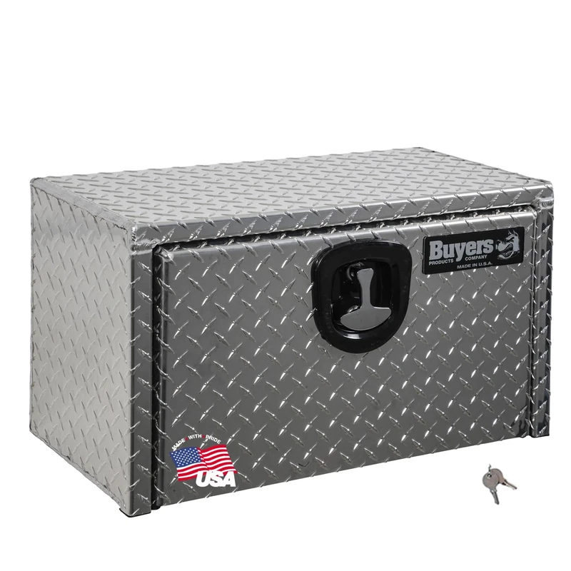Buyers Products Diamond Tread Aluminum Underbody Truck Box w/T-Handle Compression Latch (14x16x24 Inch)