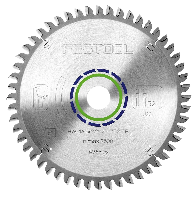 Festool Special Saw Blade, 160 x 2.2 x 20, 52 Teeth, Compatible with Wood, Aluminium, Engineered Wood