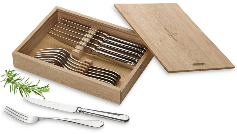 Villeroy & Boch – Oscar Steak Cutlery Set 2-Piece Silver/Platinum, Dishwasher Safe, Knife Set, Kitchen Utensils Set, Steak Knives, Forks, Kitchen Cutlery, Luxury Cutlery Set, Stainless Steel