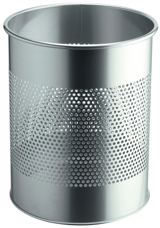 Durable 15 Litre Stainless Steel RRound Waste Bin - Silver