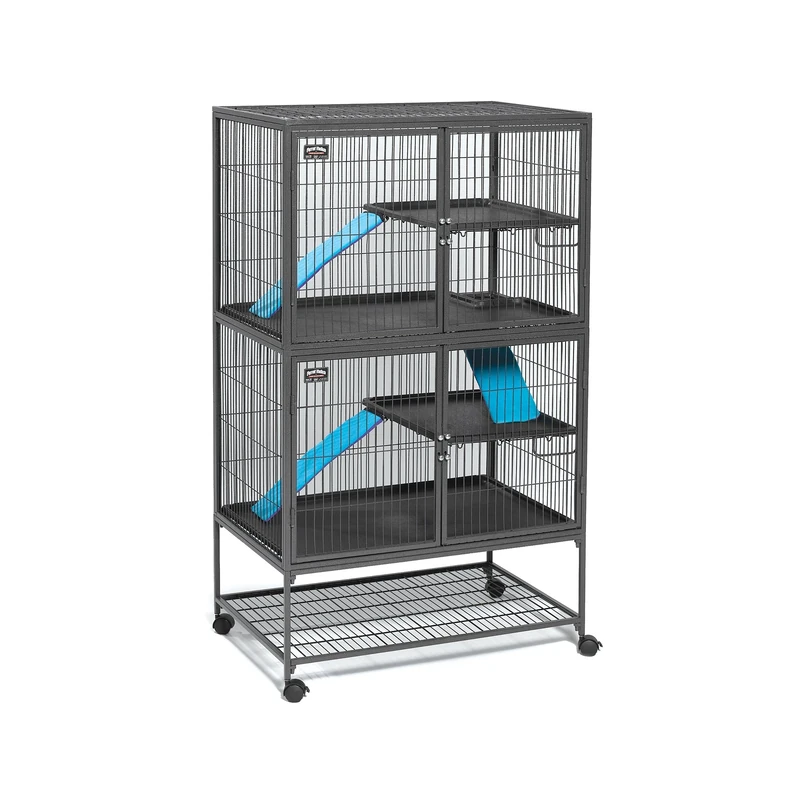 MidWest Homes for Pets Ferret Nation Double Unit Small Animal Cage, 4 Tiers, Includes Pans, Shelves, Ramps & Covers, For Ferrets & Small Animals