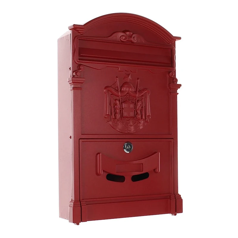 Rottner Mailbox Ashford Red with Cylinder Lock, Transparent Window, Name Plate, Mounting Material Included