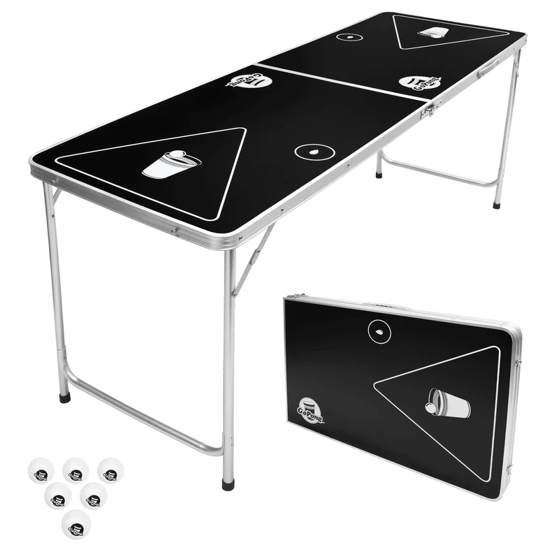 GoPong 6-Foot Portable Folding Beer Pong/Flip Cup Table (6 balls included)