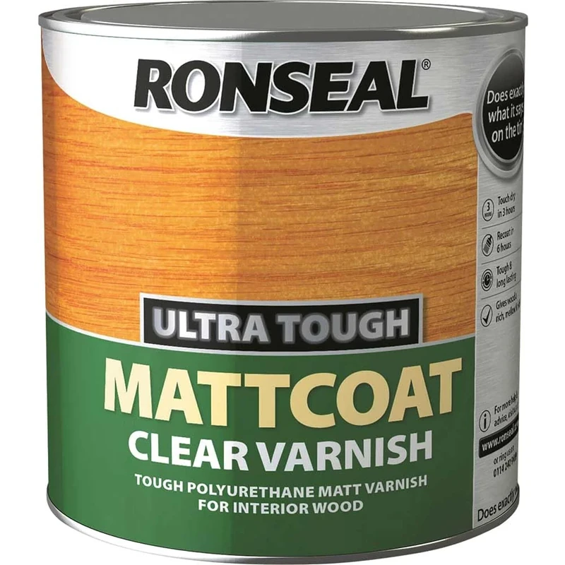 Ronseal UTVM25L Ultra Tough Internal Clear Mattcoat Varnish 2.5 Litre
