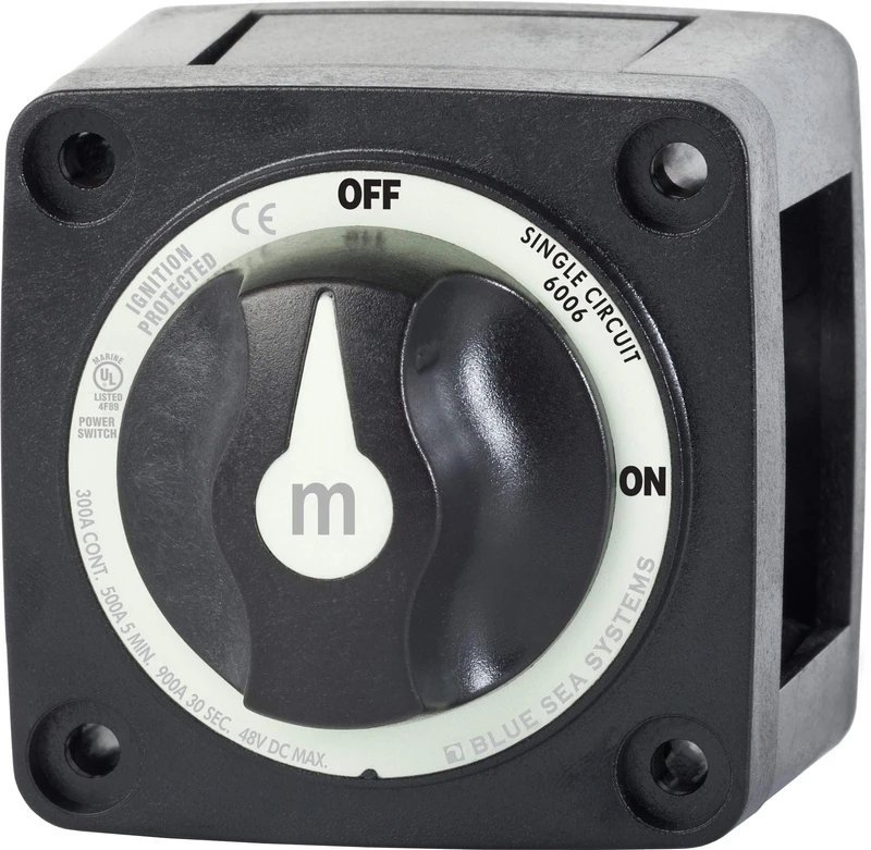 Blue Sea Systems 6006200 m-Series Battery Switch ON/OFF with Knob, Black