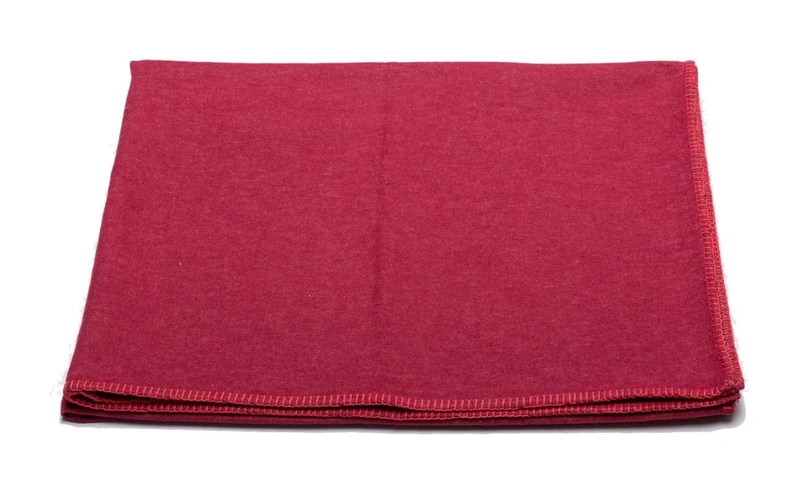 David Fussenegger Sylt Cotton Blanket, Plain Colour with Decorative Stitching, wine red, 140 cm x 200 cm
