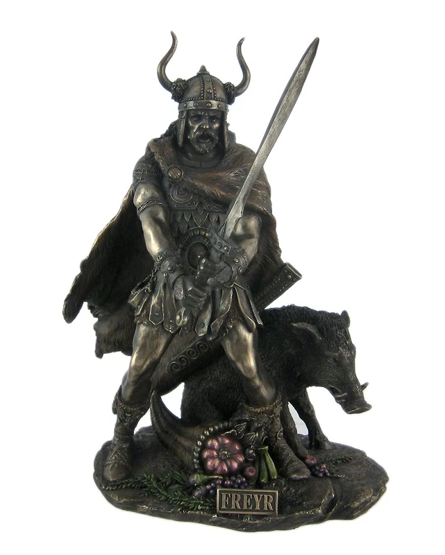 US Norse God Freyr Bronzed Finish Statue Pagan Fertility