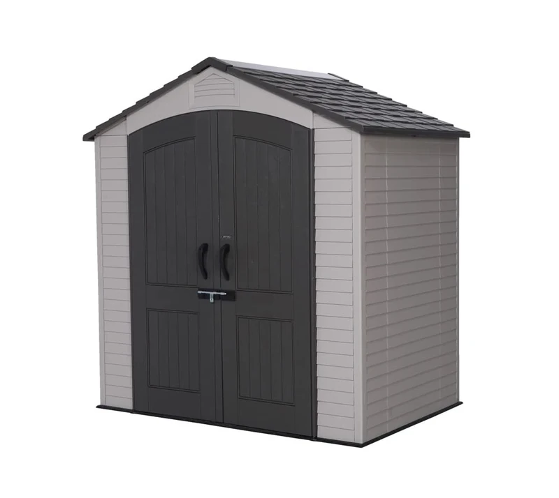 Lifetime 60057 7 Ft. x 4.5 Ft Outdoor Storage Shed with Steel-Reinforced Walls, Tan