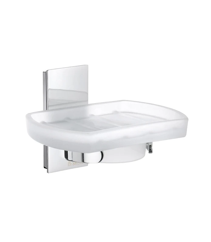 Smedbo Holder with Glass Soap Dish, Polished Chrome ZK342 Pool, Silver, 9.4 x 12.3 x 13.5 cm