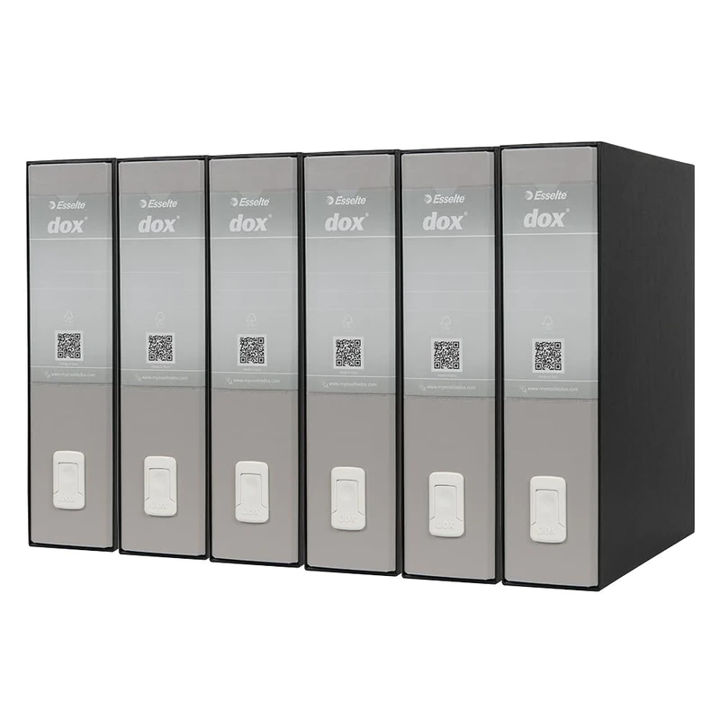 Esselte DOX 2 Lever Arch File Protocol D8, A4, Grey, Pack of 6 - Image 1