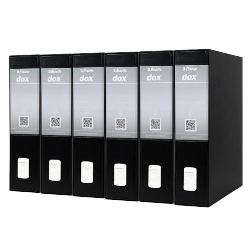 Esselte DOX 2 Lever Arch File Protocol D8, A4, Black, Pack of 6