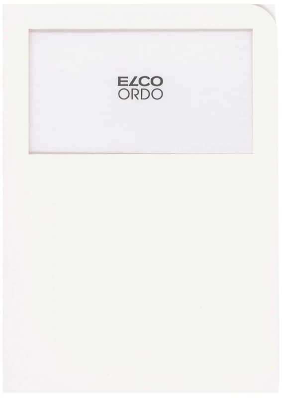 ELCO Ordo Classico Organiser Folders with Window Tab — Reinforced Card Document Wallet for Filing and Archiving A4 Paperwork, 220 x 310 mm, 120 g/m², White, Pack of 100 - Image 1
