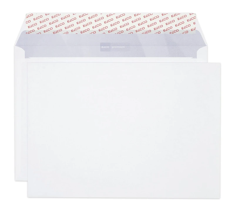 ELCO Premium C4 Envelopes Without Window — 100 g/m² FSC-Certified Self-Adhesive Envelopes for A4 Documents and Folders, 229 x 324 mm, White, Box of 250